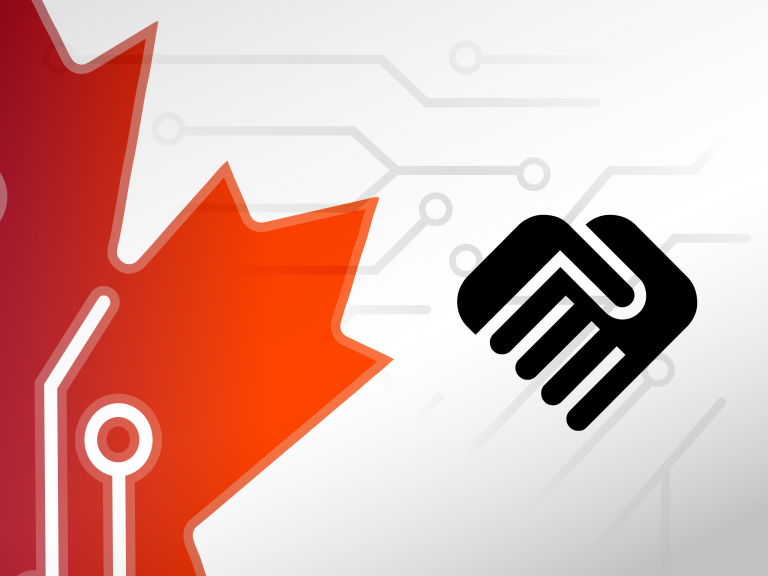 AI course partnerships blog cover with a Canadian maple leaf and handshake icon